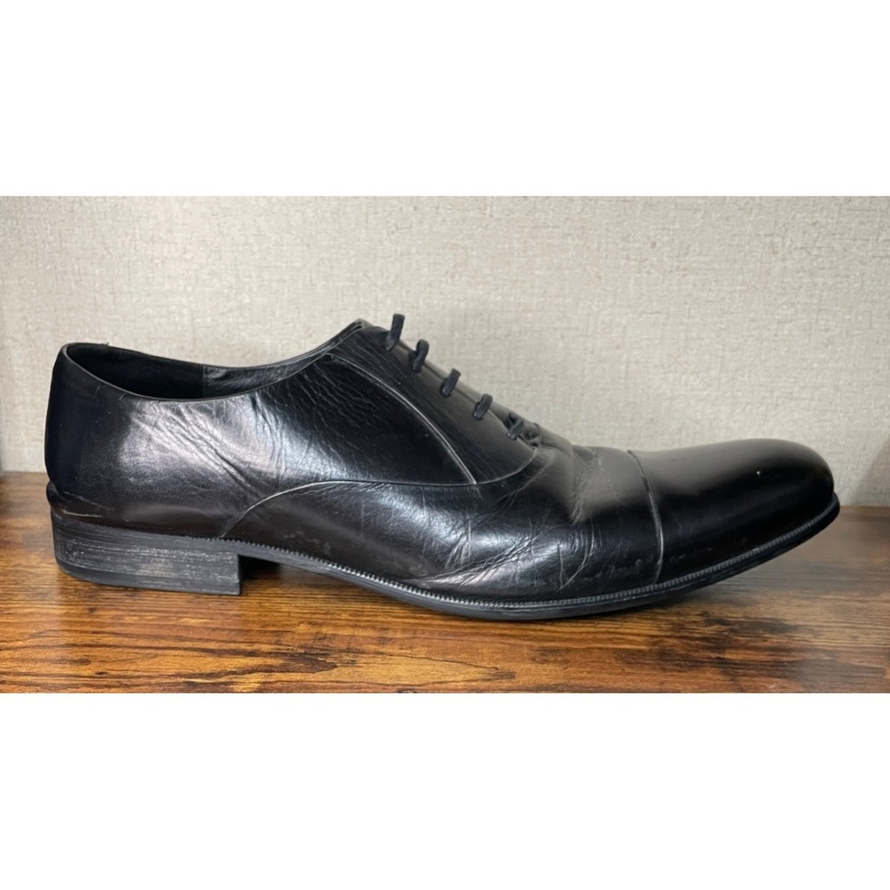 Kenneth Cole New York Chief Council Leather Oxfords Shoes Black SZ 13 - Picture 2 of 9
